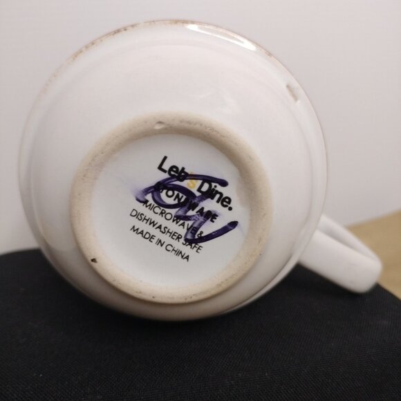 Let’s Dine Stoneware Brown Cat Wearing Orange Glasses Red Bow Tie Coffee Tea Mug - Picture 8 of 8